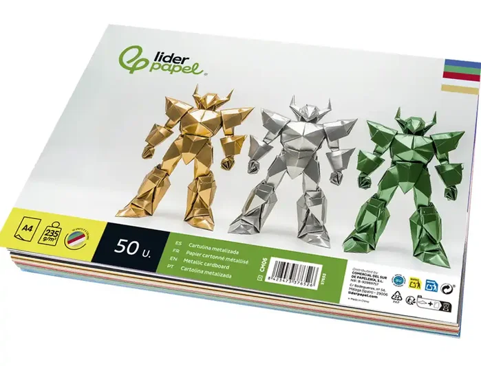 Liderpapel Cartulina Metalizada A4 235 g/m² 5 Colores Surtidos