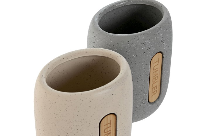 DKD Home Decor Portacepillos de Dolomite Surtido de 2 Unidades