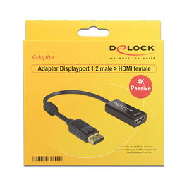 DeLOCK 62609 Cable Adaptador DisplayPort 1.2 Macho a HDMI Hembra Negro 4K Pasivo 0.2m