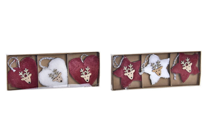 DKD Home Decor Adorno Colgante Navidad Alpina Rojo Blanco 8 x 1 x 21 cm Set de 3