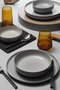 Hermia MOD12Y1720159 Vajilla de Porcelana de 12 Piezas para Comedor, Elegante y Moderna, Apta para Microondas y Lavavajillas, Diámetro Plato 24cm