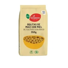 El Granero Bolitas de Maíz con Miel 350g Bio - Cereales Inflados Ecológicos para Desayuno o Merienda