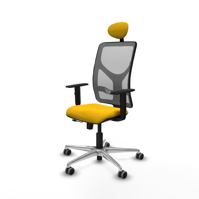 PIQUERAS Y CRESPO Silla de oficina Motilla con mecanismo Sincro/Traslack, Amarillo y Gris