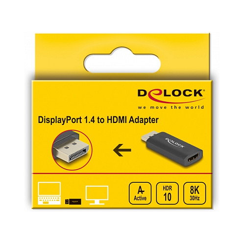 DeLOCK Adaptador Activo DisplayPort 1.4 a HDMI 8K con HDR Negro