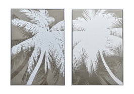 DKD Home Decor Cuadro Lino Foam 83x4,5x123 Palmera 3D (Pack de 2)