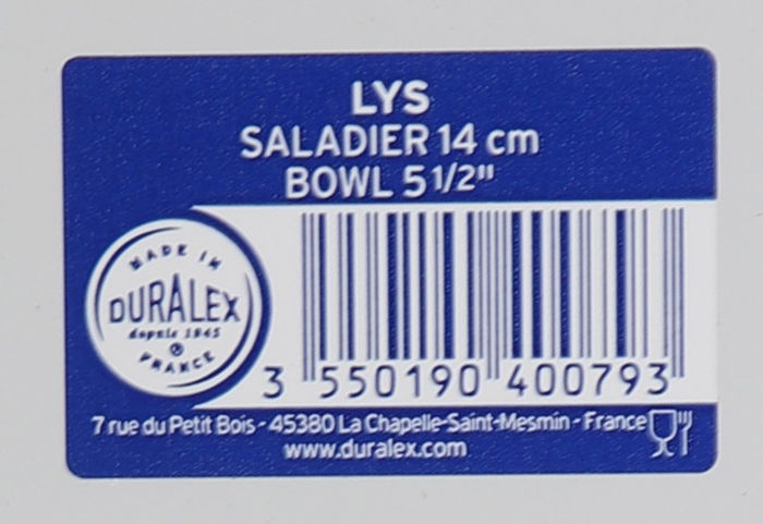 Duralex Bol Ø 14 cm / 50 cl Transparente Colección Lys (72 Unidades)