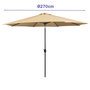 Marbueno Sombrilla Acero 8 Varillas D270 cm Polyester Marron Jardin, Piscina y Terraza 10482