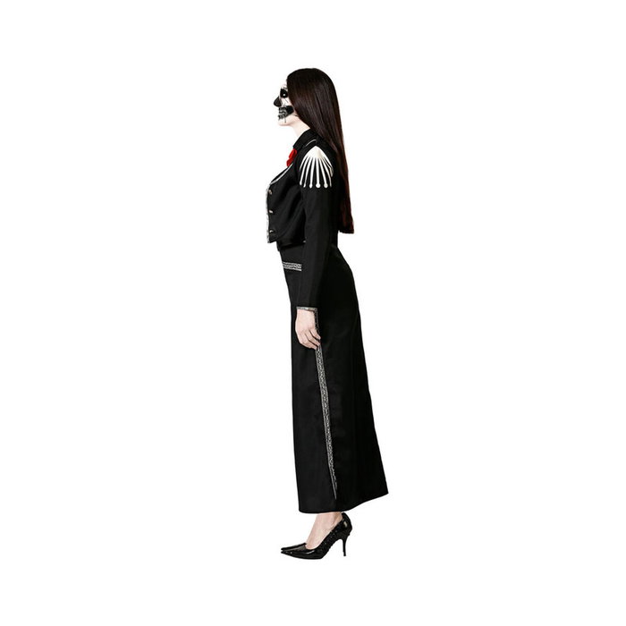 Disfraz de Esqueleto Mexicano para Mujer Talla XXL - Chaqueta Negra con Calavera y Falda