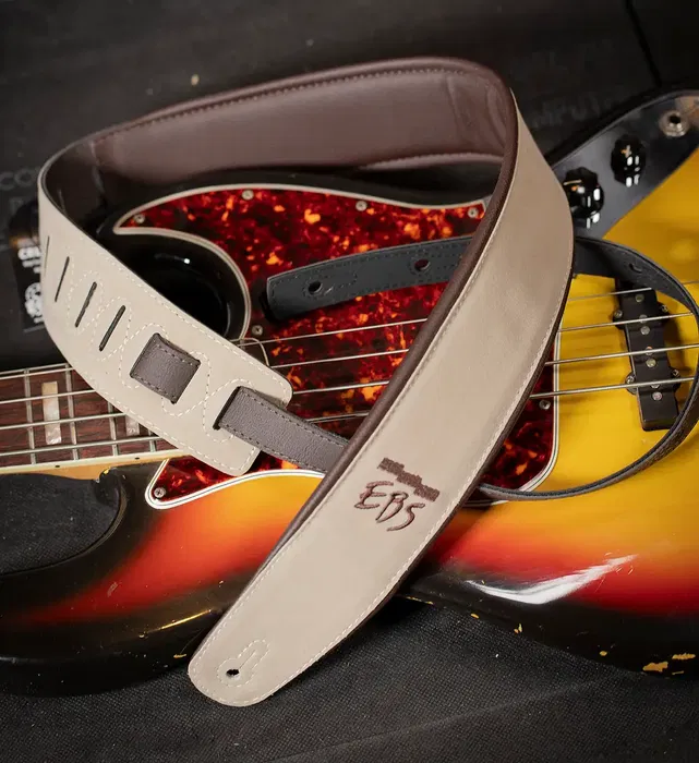 EBS Correa para Guitarra o Bajo EBS Suede - Gamuza Sintética, Color Crema