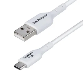 StarTech.com USB2AC2MNCWHE Cable USB-A a USB-C de 2m Blanco - Carga Rápida 3A/15W, USB 2.0, Compatible con iPhone 15, Samsung Galaxy, Google Pixel, iPad, MacBook