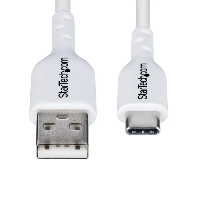 StarTech.com USB2AC2MNCWHE Cable USB-A a USB-C de 2m Blanco - Carga Rápida 3A/15W, USB 2.0, Compatible con iPhone 15, Samsung Galaxy, Google Pixel, iPad, MacBook