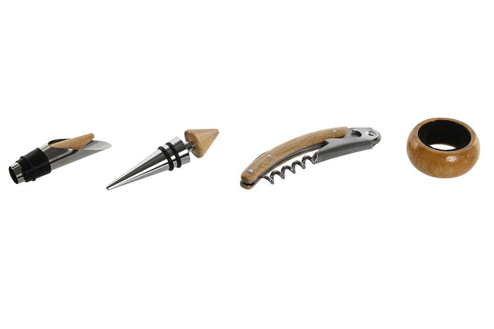 DKD Home Decor Set de 6 Vasos de Bambú e Inox Natural 13 x 5 x 23 cm