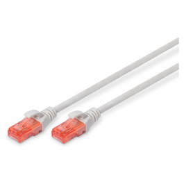 Digitus Cable de Conexión CAT 6 U/UTP RJ45 2 m Gris, Patchkabel Cat6, Conector Macho, Plug and Play