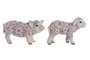 DKD Home Decor Figura de Resina con Flores en Relieve, Pack de 2 Surtido