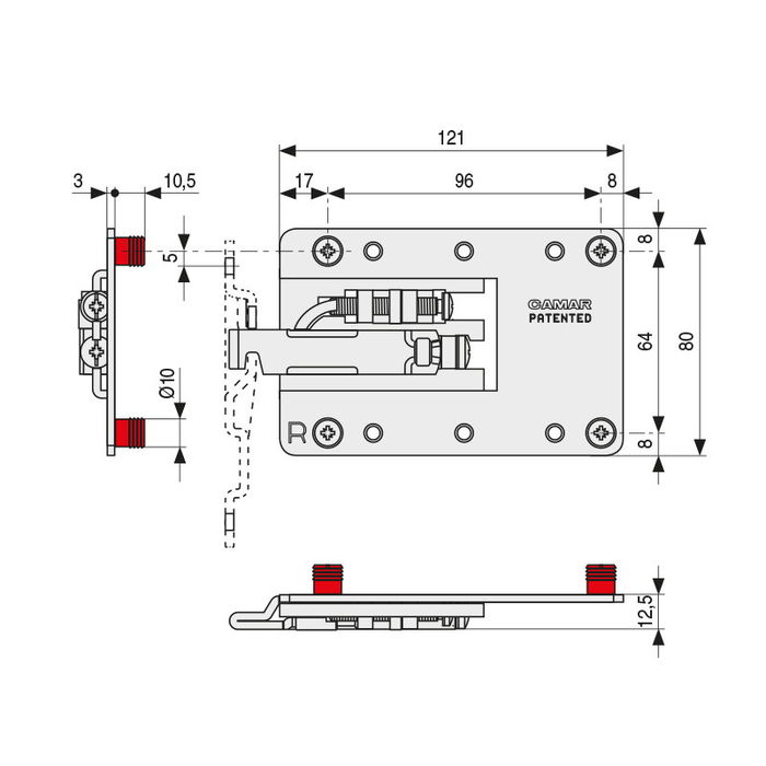 CAMAR Forte Xl Colgador Regulable Para Muebles Suspendidos Elegir Mano Tipo Colgador Derecha Camar