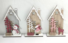 DKD Home Decor Casas de MDF Multicolor Surtido de 3 Diseños