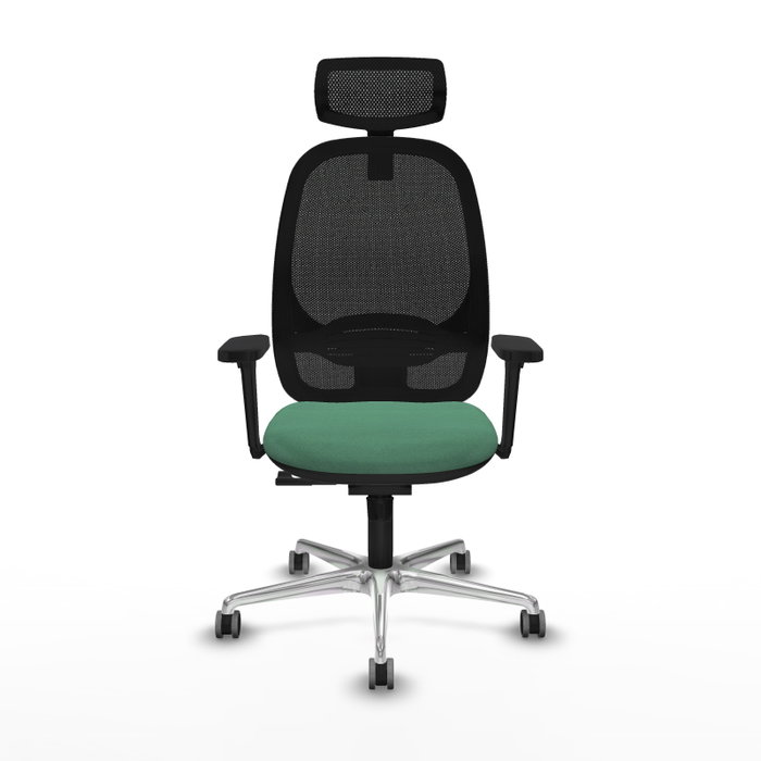 PIQUERAS Y CRESPO Silla de oficina Cilanco con mecanismo Sincro, Tela Verde esmeralda y Malla Negra