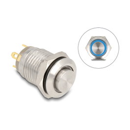 DeLOCK 20984 Pulsador de presión para montaje 12 mm con LED azul