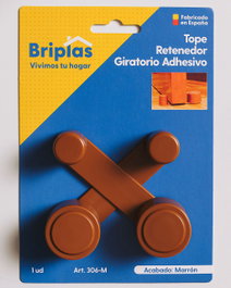 BRIPLAS Tope de Puerta Adhesivo Retenedor Giratorio, 2 Unidades, Marrón