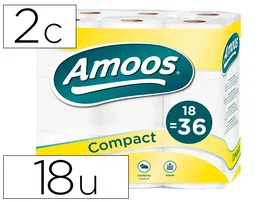 Amoos Papel Higienico Doble Largo 2 Capas 32 Metros Paquete 18 Rollos