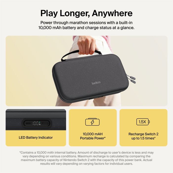 Belkin Charging CasePro 10000mAh para Nintendo Switch 2 - Anthracite