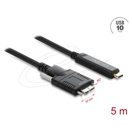 DeLOCK 83623 Cable Óptico Activo USB 2.0 10 Gbps, USB Tipo C a Micro USB B Macho, 5 m Negro, Plug & Play