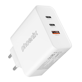 Phoenix technologies Cargador Tipo C 65W Gan para Portátiles, Tablets y Dispositivos hasta 65W