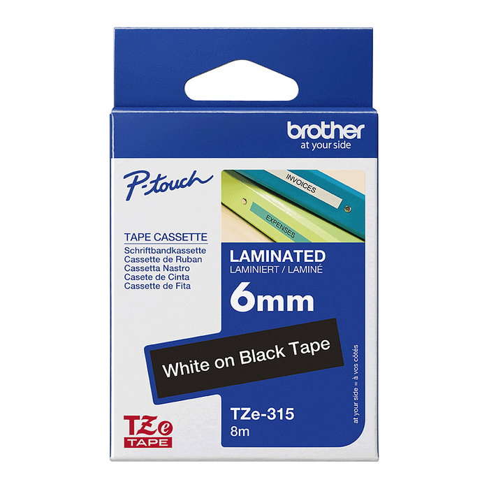 Brother Cinta Rotuladora Laminada TZe315 Negro/Blanco 6mm Brother Cinta Rotuladora Laminada TZe315 Negro/Blanco 6mm
