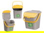 Stefanplast Cubo Basura 28L Apilable Ecoway Amarillo 38x41x37 cm con Doble Apertura y Sujeción de Bolsa (Set de 6)