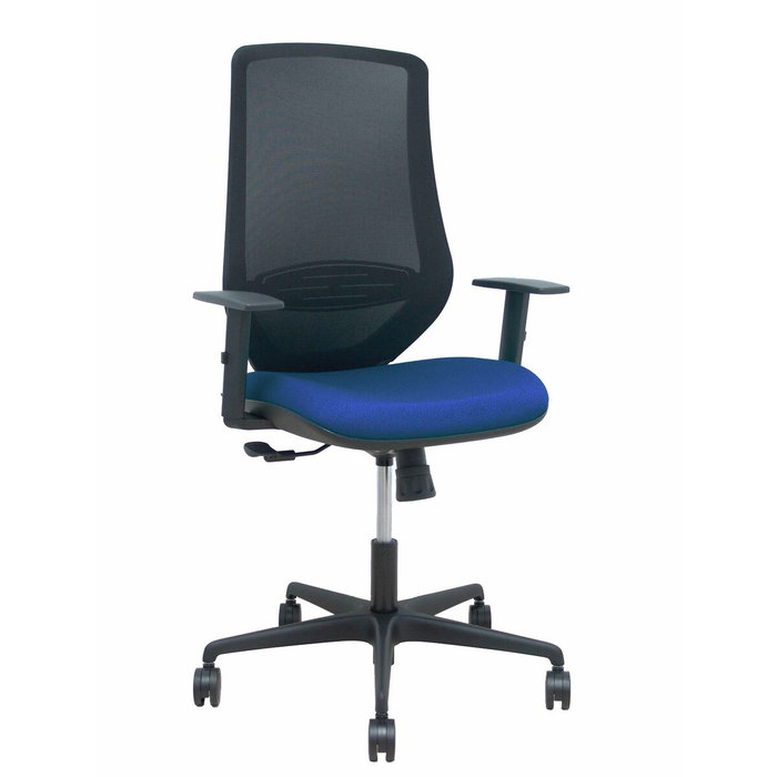 PIQUERAS Y CRESPO Silla Mardos con Mecanismo Sincro, Malla Negra y Asiento Azul Marino