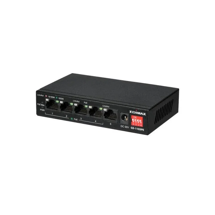 Edimax GS-1105PE Switch 5 Puertos Gigabit PoE+ de Largo Alcance Edimax GS-1105PE Switch 5 Puertos Gigabit PoE+ de Largo Alcance