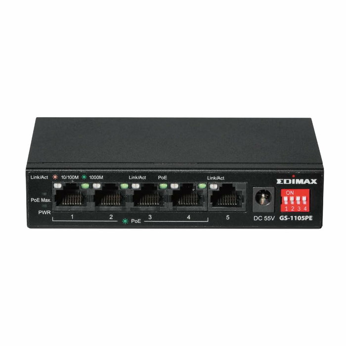 Edimax GS-1105PE Switch 5 Puertos Gigabit PoE+ de Largo Alcance Edimax GS-1105PE Switch 5 Puertos Gigabit PoE+ de Largo Alcance