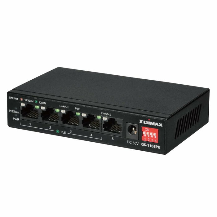 Edimax GS-1105PE Switch 5 Puertos Gigabit PoE+ de Largo Alcance Edimax GS-1105PE Switch 5 Puertos Gigabit PoE+ de Largo Alcance