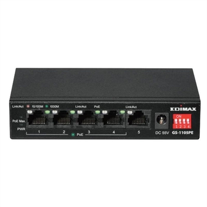 Edimax GS-1105PE Switch 5 Puertos Gigabit PoE+ de Largo Alcance Edimax GS-1105PE Switch 5 Puertos Gigabit PoE+ de Largo Alcance