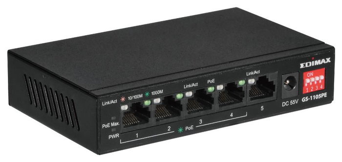 Edimax GS-1105PE Switch Gigabit de Largo Alcance con 4 Puertos PoE+ Edimax GS-1105PE Switch Gigabit de Largo Alcance con 4 Puertos PoE+