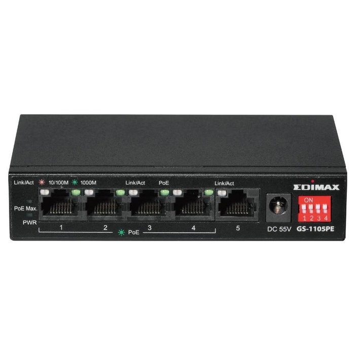 Edimax GS-1105PE Switch Gigabit de Largo Alcance con 4 Puertos PoE+ Edimax GS-1105PE Switch Gigabit de Largo Alcance con 4 Puertos PoE+