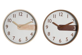 DKD Home Decor Reloj de Pared Scandi Natural Marron 4.7 x 30 x 30 cm (2 Unidades)