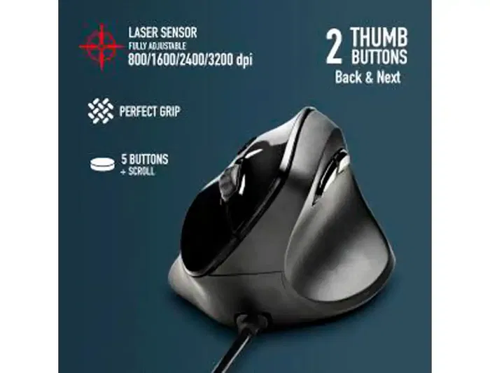 NGS Ratón Vertical Ergonómico Samsara Hasta 3200 DPI Botones Silenciosos