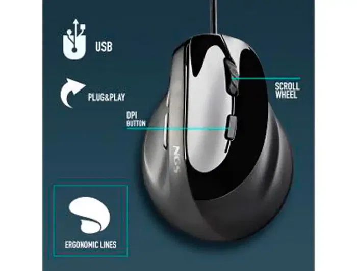 NGS Ratón Vertical Ergonómico Samsara Hasta 3200 DPI Botones Silenciosos