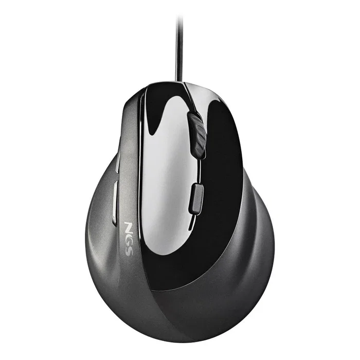 NGS SAMSARA Ratón Ergonómico Vertical para Mano Derecha, Silencioso, Laser, 3200 DPI, USB Tipo A, Negro