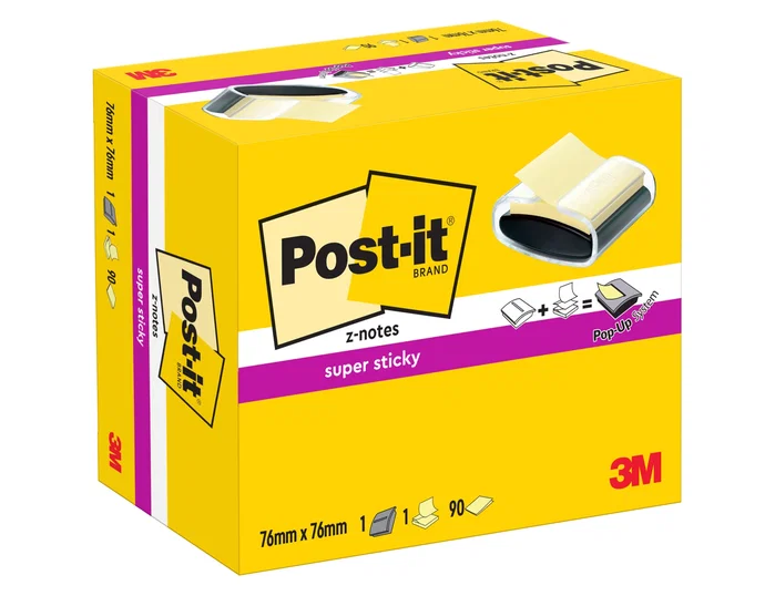 Post-it Dispensador de notas Super Sticky Z-Notes Negro con 1 bloc amarillo
