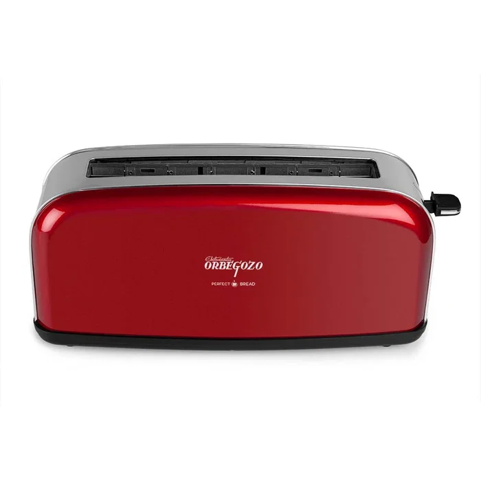 Orbegozo TOV 6200 Tostadora Vintage 850W, Acero Inoxidable, Ranura Larga Extra-ancha 35mm para 1 Rebanada, 6 Niveles de Tostado, Función Descongelar, Rojo