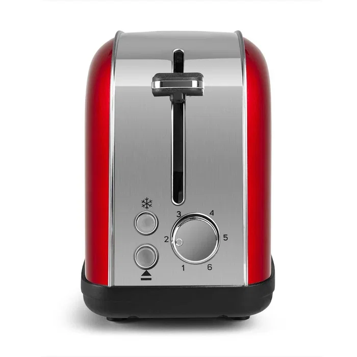 Orbegozo TOV 6200 Tostadora Vintage 850W, Acero Inoxidable, Ranura Larga Extra-ancha 35mm para 1 Rebanada, 6 Niveles de Tostado, Función Descongelar, Rojo