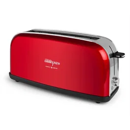 Orbegozo TOV 6200 Tostadora Vintage 850W, Acero Inoxidable, Ranura Larga Extra-ancha 35mm para 1 Rebanada, 6 Niveles de Tostado, Función Descongelar, Rojo
