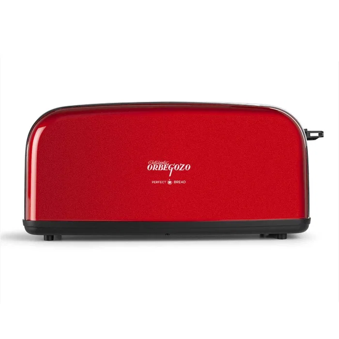 Orbegozo TOV 6200 Tostadora Vintage 850W, Acero Inoxidable, Ranura Larga Extra-ancha 35mm para 1 Rebanada, 6 Niveles de Tostado, Función Descongelar, Rojo