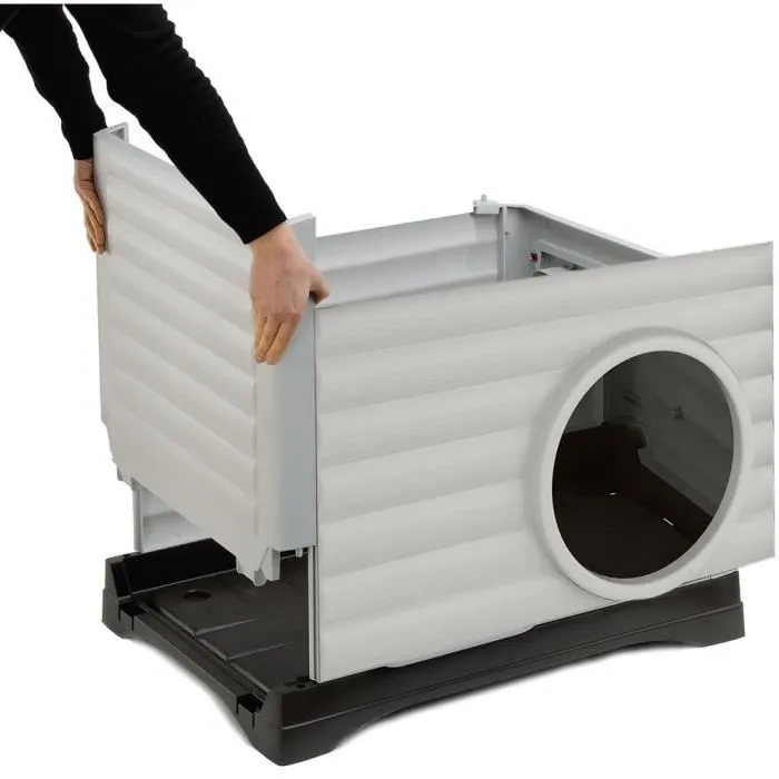 Ferplast PETVILLA 50 Casa para Mascotas, 38.5 x 43 x 38.5 cm, Blanco / Gris