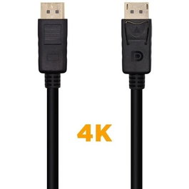 Aisens Cable DisplayPort DP-M a DP-M 1.2, 4K@60Hz, 3D, 21.6Gbit/s, 24K Oro, 0.5m, Negro - Referencia: V1.2