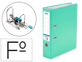 Elba Archivador de palanca en cartón forrado PVC, Rado Top, Folio, lomo 80 mm, Verde menta