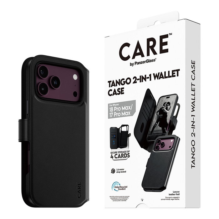PanzerGlass CARE™ Tango 2-in-1 Wallet Case Black con MagSafe para iPhone 18 Pro Max | 17 Pro Max