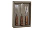 DKD Home Decor Cuchillo para Queso Plateado Natural Inox/Acacia, Set de 3 Piezas, 1.5 x 18.5 x 2.75 cm